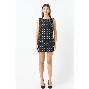 Anthropologie Endless Rose Premium Floral Embellishment Tweed Mini Dress…